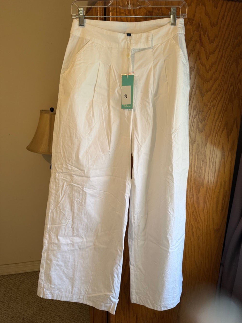 White Wide-Leg Casual Pants